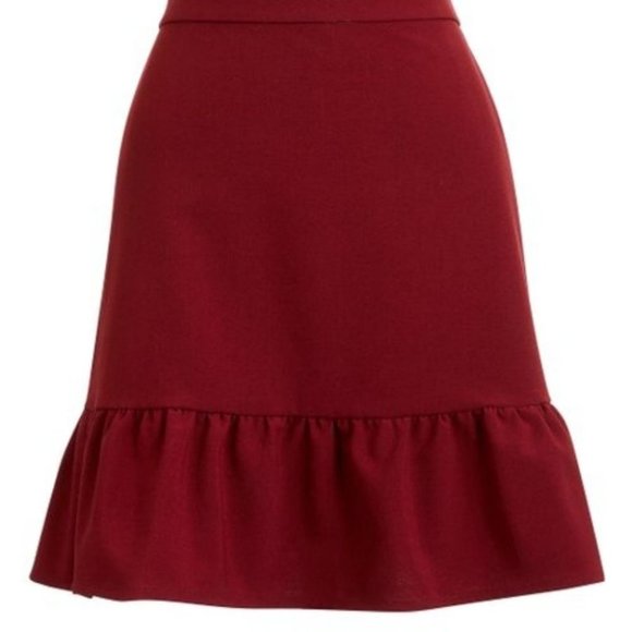 J. Crew Mercantile Burgundy Peplum Skirt - Picture 1 of 5
